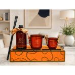 Haute Collection Amber Lüks Oda Kokusu Ve 2’Li Mum Seti Dekoratif Kokulu Mum & Çubuklu Oda Parfümü Hediyelik Set