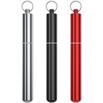 Hava geçirmez Alüminyum Metal Saklama Tüpü (3 Paket), Sevimli Küçük Hap Kutusu Kılıfı Su Geçirmez ve Koku Korumalı Metal Boru Konteyner Tutacağı, Anahtarlıklı Cep Çantasına Uyar Seyahat ve Dış Mekan