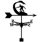 Hava Kanadı Siyah Metal Rüzgar Kanadı Retro Sörf Silueti Weathervane Dayanıklı Çatı Kurulumu Rüzgar Yönü Göstergesi Dekor Garaj, Cupola, Ahır, Avlu, Bahçe için Uygula