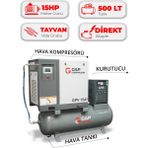 Hava Kompresörü Depo Üstü Vidalı 15HP 500LT GPV15A