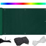 Hava koşullarına dayanıklı balkon örtüsü, 100 x 1000 cm, UV koruması, kablo bağı ve kordonlu, veranda, bahçe, dış mekan kullanımı için, dayanıklı, her türlü hava koşuluna dayanıklı yeşil kalkan