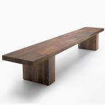 Hava koşullarına dayanıklı masif ahşap bank, arkalıksız modern dış mekan mobilyaları, sundurma bahçesi, park, koridor için, şık ve 59x14x18 inç (150x35x45 cm)