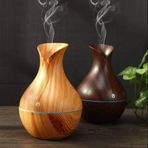 Hava Nemlendirici Buhar Makinesi Ve Aroma Difüzörü 130 ml Mini Ahşap Görünümlü Ahşap-Koyu Kahve