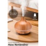 Hava Nemlendirici Kontrol Kumandalı Rgb 7 Led Işıklı Aromaterapili Ahşap Hava Nemlendirici Aus-01