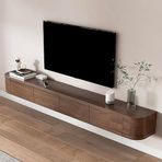 Havada asılı TV dolabı, duvara monte edilmiş TV ünitesi, retro eğlence TV konsolu, saklama TV dolabı, oturma odası ve ofis için medya duvarı ünitesi (rustik kahverengi) (240 c