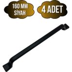 Havai Düz Siyah Metal Dolap Kulpu Mobilya ve Mutfak Dolap KULPU(SİYAH)(160MM) - 160mm - 4 ADET