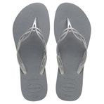 Havaianas Flash Sweet, rahat, uzun ömürlü ve şık parmak arası terlik, çapraz ve modellenmiş kayışlar, kaymaz ince taban, kadın, Çelik Gri Çelik Gri, 39/40 EU
