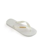 Havaianas Kadın Logolu Metalik Parmak Arası Terlik, Beyaz, 37/38 EU