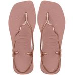 Havaianas – Soleil, şık, uzun ömürlü ve rahat T şeklinde sandalet, arkada kayış kilitli, dalgalı tokalar ve profilli taban, kadın, Metalik Pembe Çiğdem Altın, 35/36 EU
