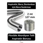 #Havalandırmaborusu Alüminyum Kopmaz Yırtılmaz Ankastre Baca Aspiratör Davlumbaz Şofben Havalandırma Borusu 2 Mt 127 Mm