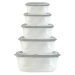 Havalandırmalı Kapaklı, Hava Geçirmez ve BPA İçermeyen, İstiflenebilir, Mikrodalga, Derin Dondurucu ve Bulaşık Makinesinde Yıkanabilir (GRAY) 10 Parça Dikdörtgen Gıda Saklama Kapları