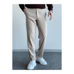 HAVANO Erkek Krem Regular Fit Duble Paça Kumaş Pantolon Günlük Şık Casual