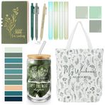 Havawish 14 Adet Kitap Severler Kadınlar için Hediyeler 16 oz Cam Bardak Tote Çanta A6 Günlük Defter Tükenmez Kalemler İşaretleyiciler Kütüphane Okuyucu Kitap Kurdu Kitap Kulübü için Yapışkan Notlar