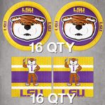 Havercamp LSU Parti 16! Set 16 Meze Tabağı ve 16 Parti Peçetesi içerir. Bagaj Kapısı, Futbol Partisi, Doğum Günü veya Üniversite etkinlikleri için Mike The Tiger içerir