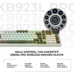 Havit Gamenote KB923L Pro Tri-Mode Kablosuz Mekanik Rgb Oyuncu Klavyesi – LCD Ekranlı - Kahverengi - Beyaz
