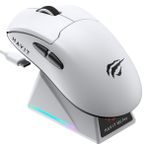 Havit Gamenote M5 PRO Superlight Kablosuz Gaming Mouse - 30.000 DPI, PAW3950 - RGB Şarj Standlı - Ekranlı (Beyaz)