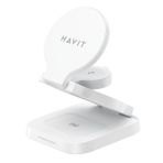Havit W3038 Katlanabilir 3'ü 1 Arada Kablosuz Şarj Cihazı 15W - Beyaz