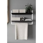 Havluluk 2 Katlı Kitaplık Aksesuar Rafı Ev Banyo Mutfak Düzenleyici Duvara Kolay Monte Çok Amaçlı Raf - Beyaz - Siyah