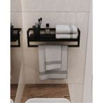 Havluluk Siyah Duvara Monte Raf Aksesuarlık Şal Askılığı Banyo Mutfak Düzenleyici Çok Amaçlı Raf - 400 gr