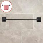 Havluluk Yapışkanlı Metal Siyah Banyo Lavabo Mutfak Uzun Kağıt Bez Havlu Askısı Kağıtlık 39 Cm