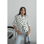 Havoş Beyaz Sanford Puantiyeli Crop Blazer Ceket