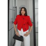 Havoş Kırmızı Kısa Kollu Crop Blazer Ceket