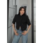Havoş Siyah Kısa Kollu Crop Blazer Ceket