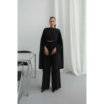 Havoş Siyah Sırt Dekolteli Pelerin Bluz Pantolon Takım