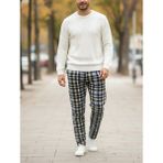 Havva Home Erkek Kadın (Unisex) Kare Ekose Desenli Polar Pantolon Ev Içi Ev Dışı Kullanım Hediye Için Uygun (Tek Alt) - Gri - Sarı - 2XL