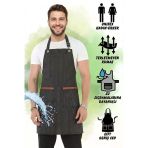 Hawk Era Önlük Şef Garson Restaurant Kafe Aşçı Mutfak Barista Kuaför Siyah İş Önlüğü İki Cepli Vitrin