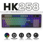 Hawk Gaming Chair HK258 Membrane LCD Rgb Kablosuz/Bluetooth Gri Mor Full Türkçe Gaming Klavye - Gri - Mor