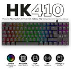 Hawk Gaming Chair HK410 Mekanik Mavi Switch 19 Mod Rgb Kablolu Siyah Tkl Türkçe Gaming Klavye