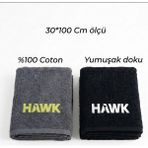 Hawk Spor Salonu El Yüz Havlu %100 Coton Havlu Gym Fıtness Nakışlı Havlu 30*100P - Siyah