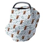 HawSkgFub Highland Cow Okaliptüs Yaprağı 5'i 1 Arada Araba Koltuğu Kılıfı, Erkek Bebek İnek Sevgilisi Hediyesi, Batı Kovboy Gizliliği Emzirme Hemşirelik Örtüsü, Yenidoğan Bebek Çok Amaçlı Araba