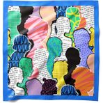 Hawwa Pop-Art Siluet Desenli Saten Fular - Çok Renkli