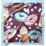 Hawwa Tatlı Donut Desenli Saten Fular - Çok Renkli