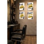 HAYAL ODASI STORE WoodArt Berber Kuaför Salonu Dekoratif 4'lü MDF Tablo Seti - Erkek Kuaförü Duvar Dekoru (20x29 cm, 3mm mdf )