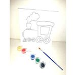 Hayal Sepeti Tren Model Resimli Tuval 20 X 20 6Li Boya, Firca Boyama Seti