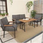 Hayal Serisi Balkon, Bahçe, Cafe - Metal Kanepe Koltuk Takımı - 2+1+1 70 x 110 cm Masalı - Koyu Gri