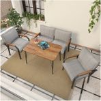 Hayal Serisi Balkon, Bahçe, Cafe - Metal Kanepe Koltuk Takımı - 2+1+1 90X60cm Masalı - Açık Gri