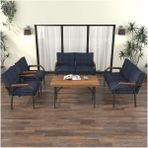 Hayal Serisi Modern Balkon, Bahçe, Cafe - Metal Kanepe Koltuk Takımı 2+2+1+1 -70 x 110 Masalı - Lacivert