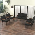 Hayal Serisi Modern Balkon, Bahçe, Cafe - Metal Kanepe Koltuk Takımı 2+2+1+1 - Antrasit