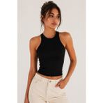 Hayalet %100 Pamuk Basic T-Shirt – Halter Yaka Kadın Kaşkorse / Fitilli Atlet - Siyah