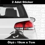 Hayalet Bakan Göz Bagaj Sticker Etiket - 2 Adet Araba Kask Motosiklet Laptop Tablet Pc Atv Uyumlu Sticker 2 Adet