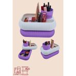 HayalEtGelsin3D 2 Katlı 3 Bölmeli Modern Makyaj & Düzenleyici Organizer (20×13 Cm) - Açık Mor - 1 Adet