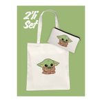 Hayali Şeyler Baby Yoda Temalı Bez Çanta ve Kalemlik Seti