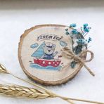 Hayaller Dükkanı Bebek Şekeri UV Baskılı Çiçek Süslü 6-8 cm 30 Adet Doğal Ahşap Magnet