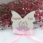 Hayaller Dükkanı Kelebek Şekinde Balon Baskılı 30 Adet Ahşap Bebek Magnet