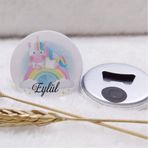 Hayaller Dükkanı Unicorn UV Baskılı 30 Adet Bebek Şekeri Buton Açacak Magnet