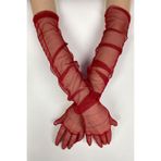 Hayalperest boncuk Kırmızı Uzun Şık Gelin Eldiveni Tül Eldiven Nikah/Düğün/Parti Eldiveni